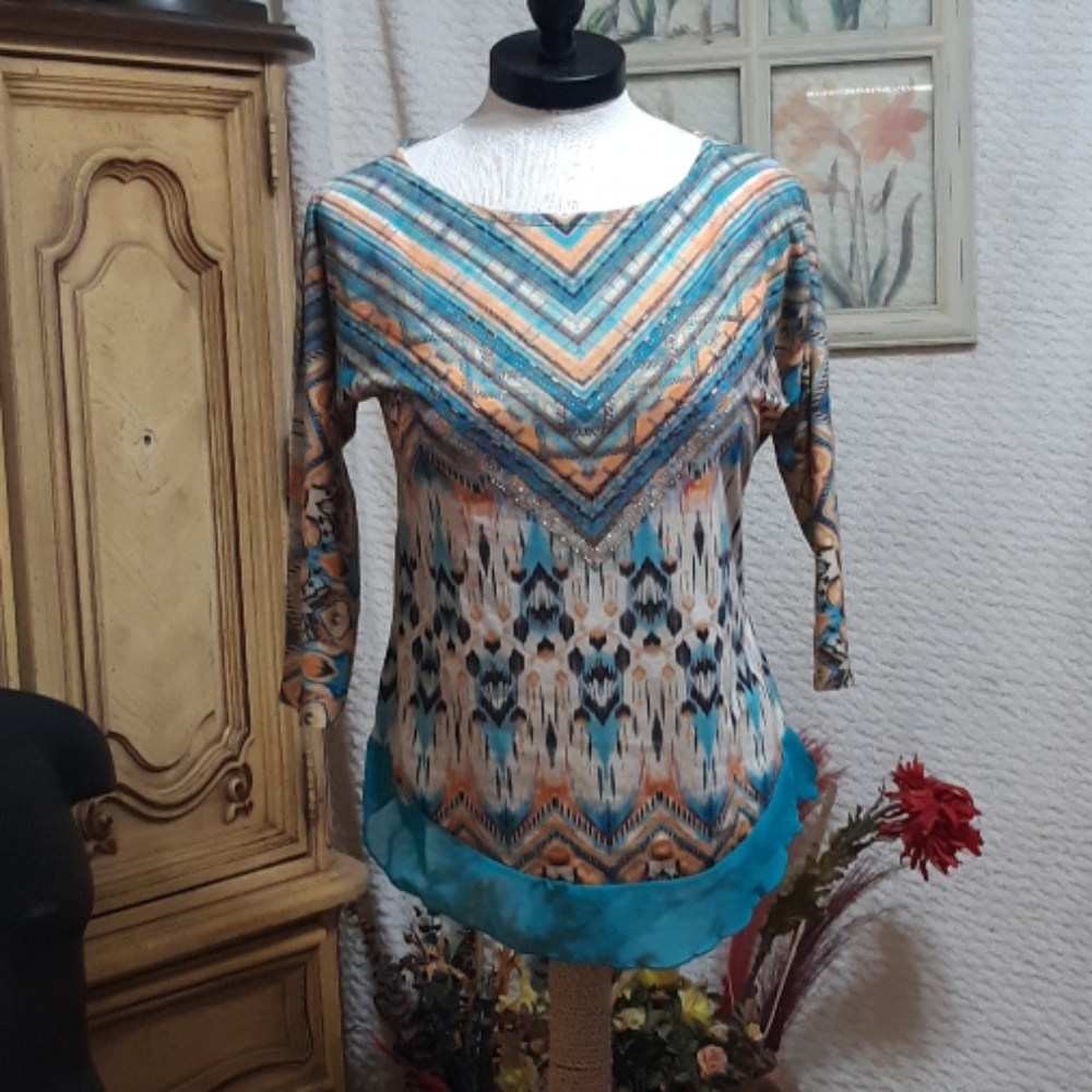 Women Shirt Petite S Embelliments B4 pullover blouse FRENCH BLUE